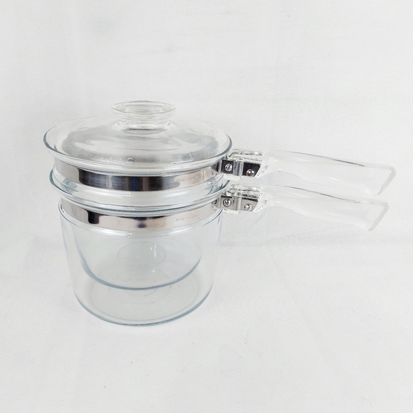 Pyrex Kitchen Vintage Pyrex Flameware Clear Glass Double Boiler